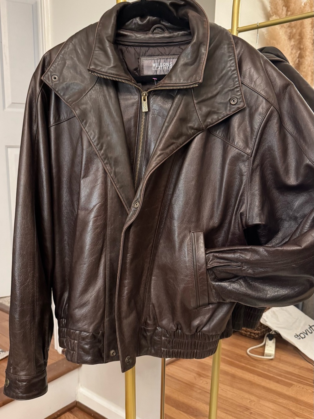 Wilsons Leather Dark Brown Men's Leather Bomber Jacket